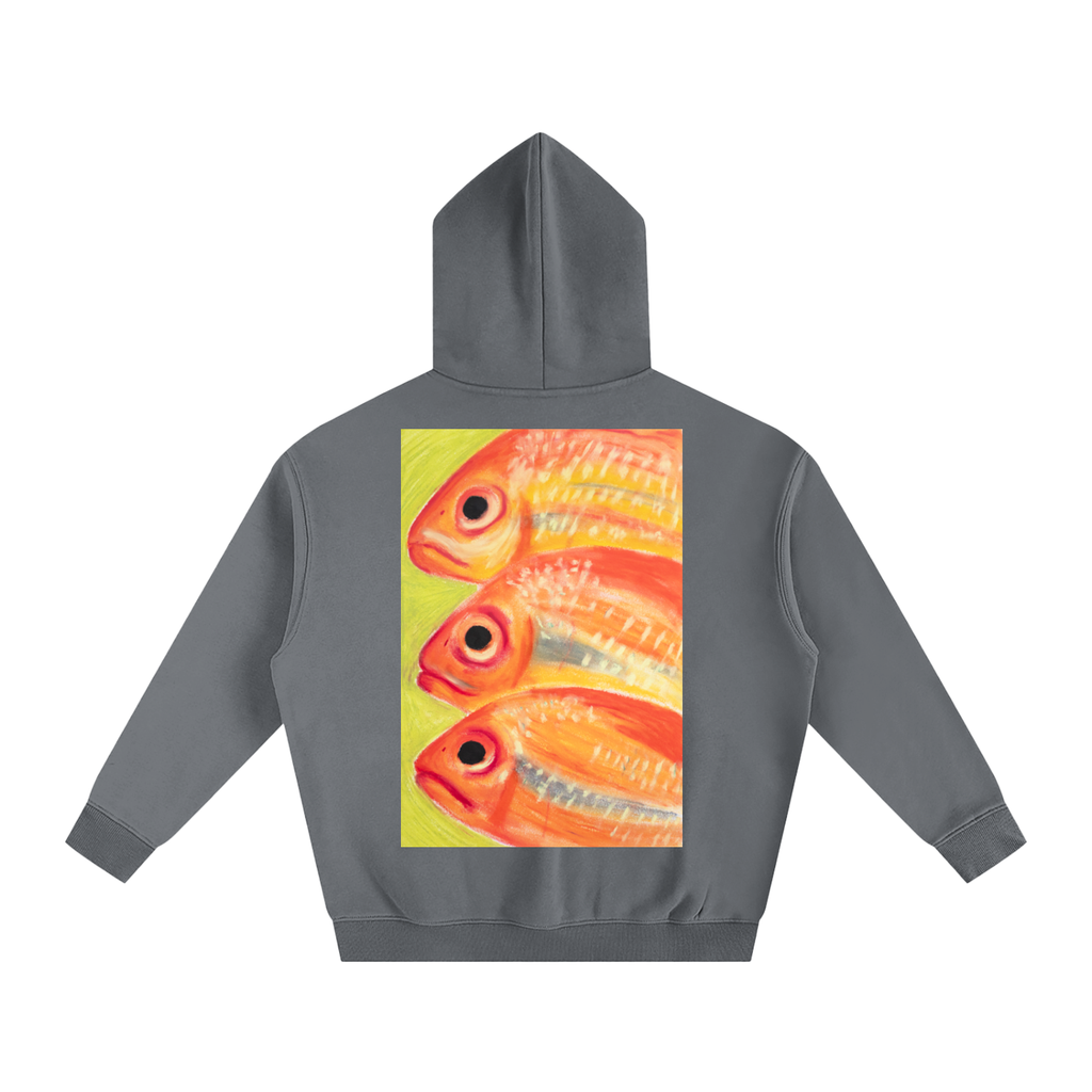 hoodie,art,wearableart,clothes,fleece,fish,oilpastel,colourful,gift