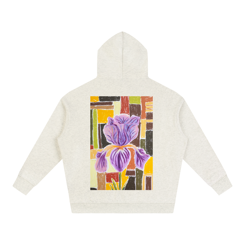 art,hoodie,wearableart,iris,flower,retro,vintage,warm,cozy,winterwardrobe,winter,style