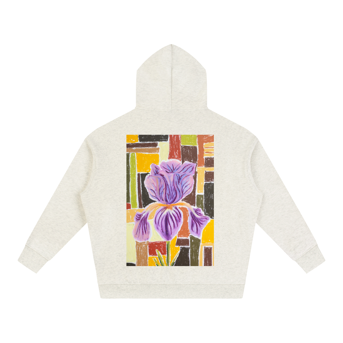 art,hoodie,wearableart,iris,flower,retro,vintage,warm,cozy,winterwardrobe,winter,style