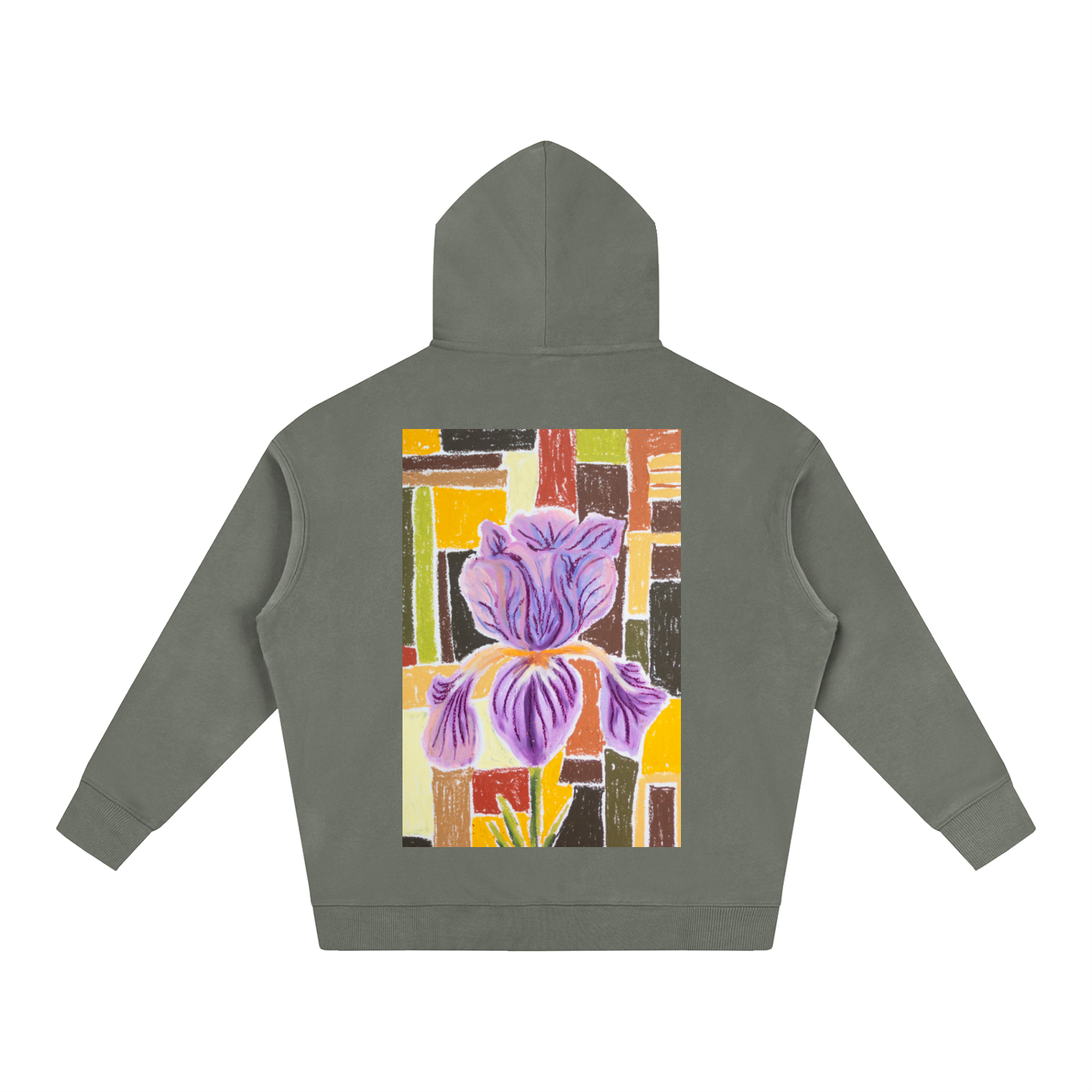art,hoodie,wearableart,iris,flower,retro,vintage,warm,cozy,winterwardrobe,winter,style