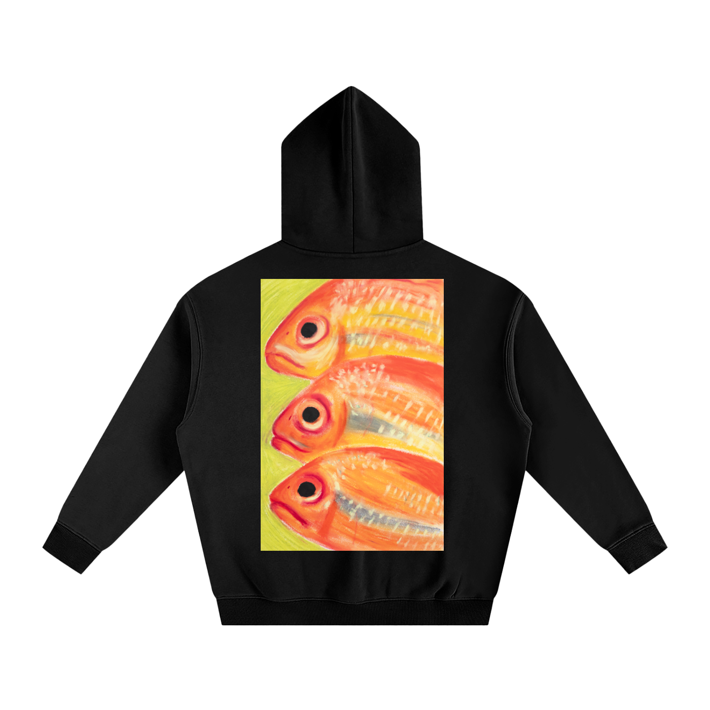 hoodie,art,wearableart,clothes,fleece,fish,oilpastel,colourful,gift
